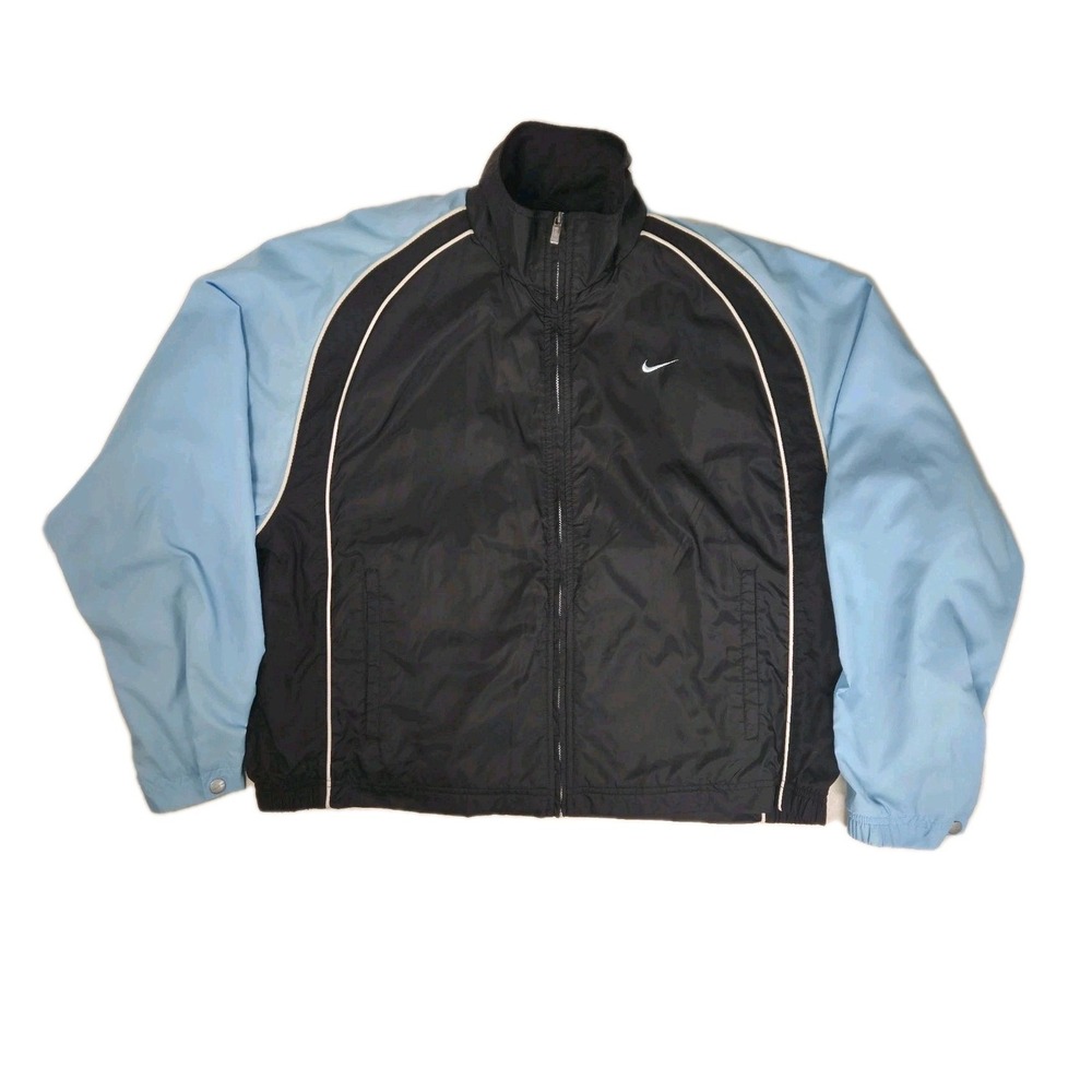 VTG Y2K Nike Windbreaker Jacket Women's Large Fleece Lined Full Zip Pockets Logo